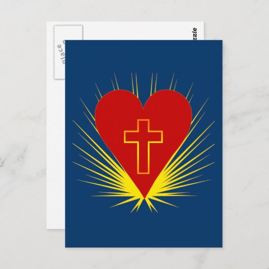 Tシャツの十字との華麗なハート、多く ポストカード (正面/裏面)