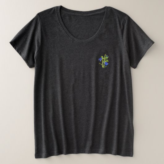 Tシャツの女性とサイズの花のスタイルデザイン プラスサイズTシャツ (デザイン正面)
