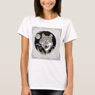 Tシャツの孤独な灰色オオカミデザイン Tシャツ