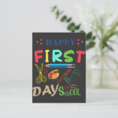 Tシャツの学校初日の幸せ ポストカード (スタンド正面)