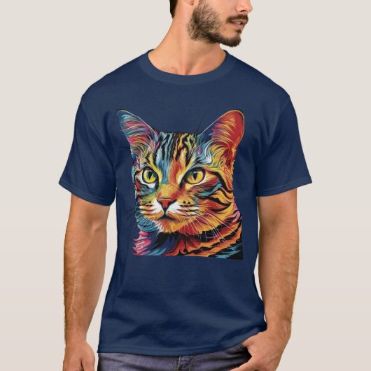 Tシャツの猫パターン（の模様が）ある Tシャツ (正面)