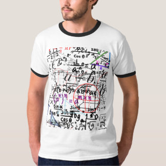 Tシャツの白い数学のパターンとピンバー Tシャツ