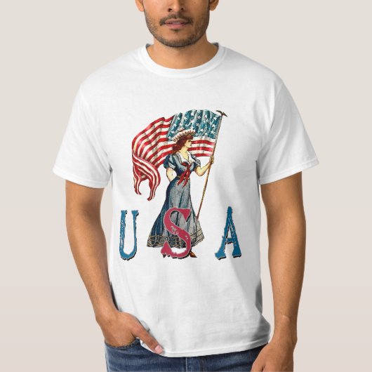 TシャツのLiberty Illustrationヴィンテージの女性 Tシャツ (正面)