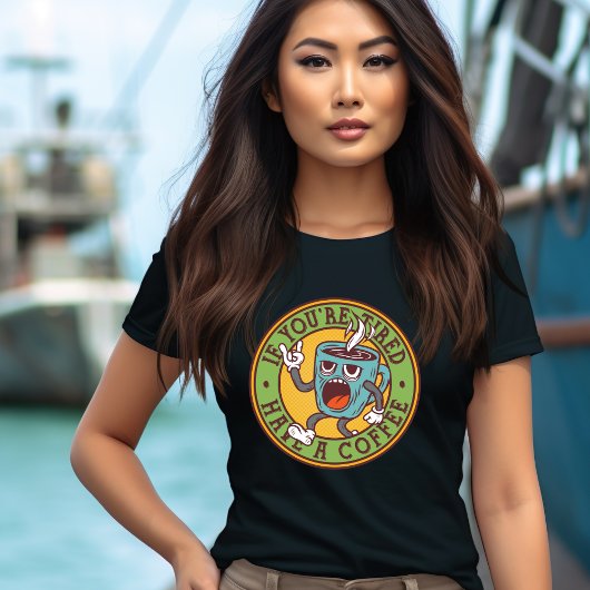 Tシャツもしが疲れたコーヒーを飲む Tシャツ