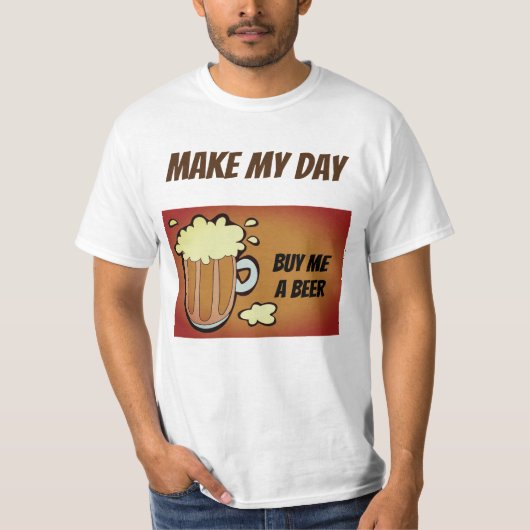 Tシャツをおもしろい飲んで今日を作る Tシャツ (正面)