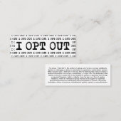 Tシャツをオプトアウトする スキニー名刺 (正面/裏面)