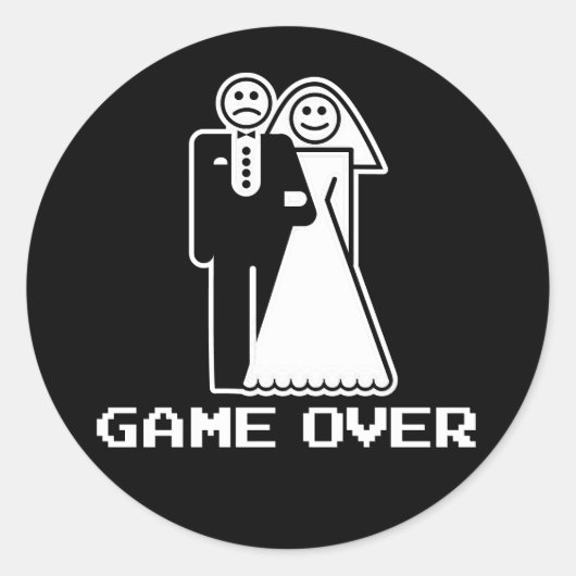 Tシャツを使った結婚おもしろいゲーム ラウンドシール (正面)