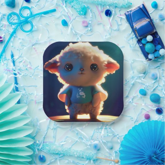 Tシャツを着たかわいい子羊 ペーパープレート (パーティー)