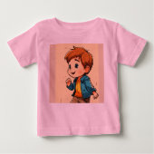 Tシャツを着たかわいい無垢な男の子ベビー衣服 ベビーTシャツ (正面)