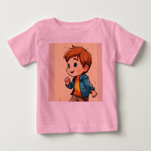 Tシャツを着たかわいい無垢な男の子ベビー衣服 ベビーTシャツ (正面)