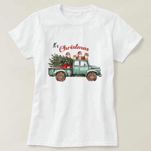 Tシャツを着たクリスマスヴィンテージのトラック Tシャツ (デザイン正面)