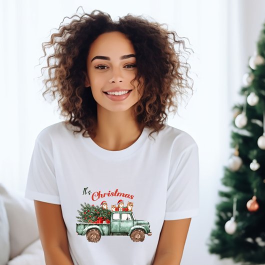 Tシャツを着たクリスマスヴィンテージのトラック Tシャツ
