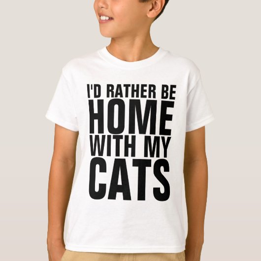 Tシャツを着た子どもたち、むしろ猫と一緒に家にいる Tシャツ (正面)