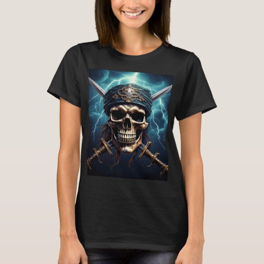Tシャツを着た海賊スカル Tシャツ (正面)