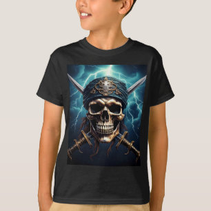 Tシャツを着た海賊スカル Tシャツ