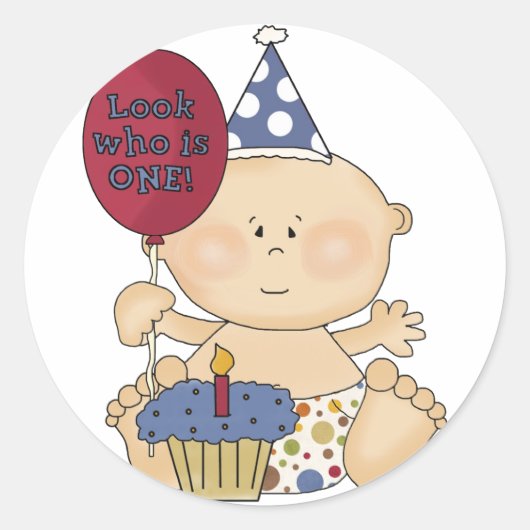 Tシャツを着た男の子 ラウンドシール (正面)