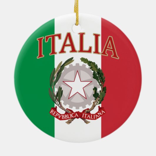 Tシャツイタリアンな旗の紋章付き外衣 セラミックオーナメント (裏面)