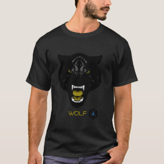 Tシャツウルフ顔ブラック Tシャツ