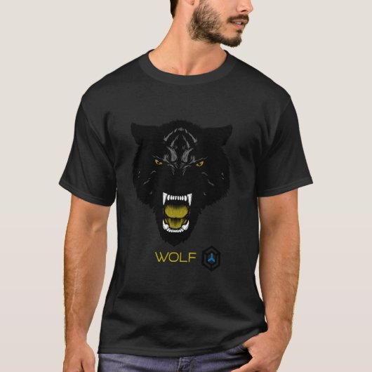 Tシャツウルフ顔ブラック Tシャツ (正面)