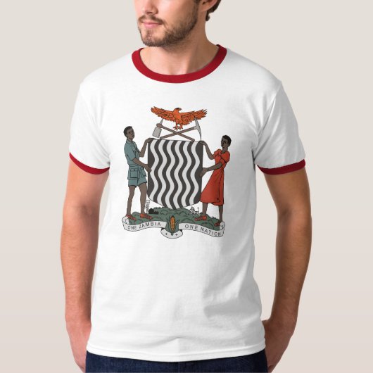Tシャツザンビアの紋章付き外衣 Tシャツ (正面)