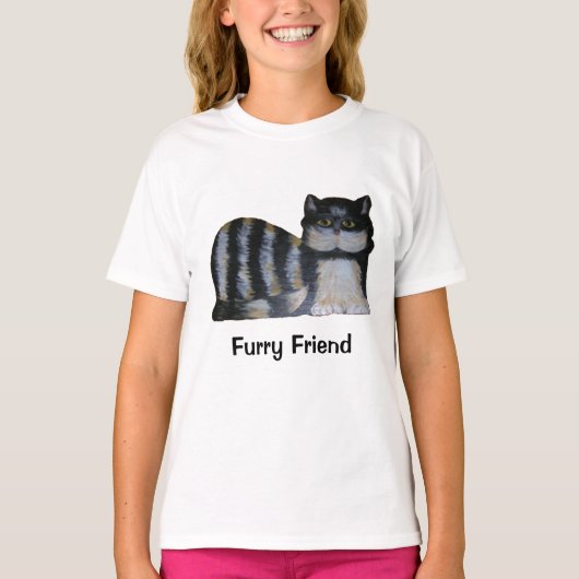 Tシャツストライプの- Cat Friend Tシャツ (正面)