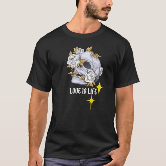 Tシャツデザインスカル(花付) Tシャツ (正面)