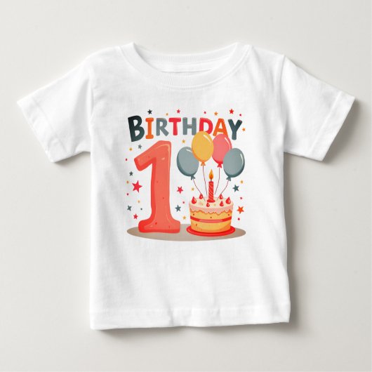 Tシャツデザイン（1歳の誕生日） ベビーTシャツ (正面)