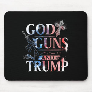 Tシャツトランプ45神銃とトランプ銃 マウスパッド