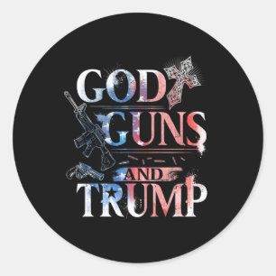 Tシャツトランプ45神銃とトランプ銃 ラウンドシール