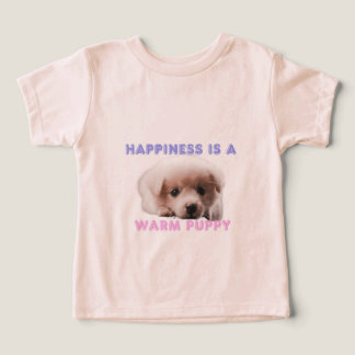 Tシャツドッグプリント「幸せは温かい子犬」