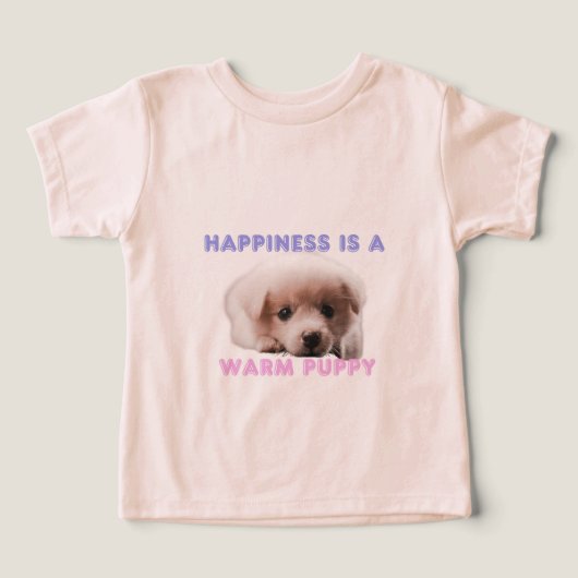 Tシャツドッグプリント「幸せは温かい子犬」 (デザイン正面)