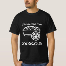 Tシャツノワール「J'peux pas j'ai Couscous」