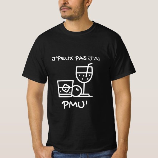 Tシャツノワール「J'peux pas j'ai PMU」 Tシャツ (正面)