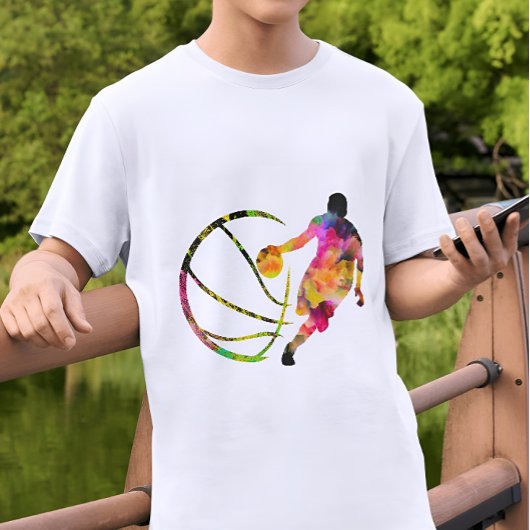 tシャツバスケットカラーシルエットバスケットボール tシャツ