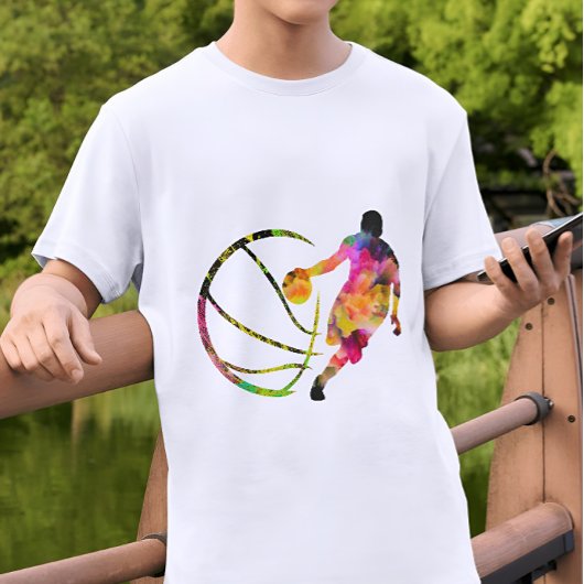 tシャツバスケットカラーシルエットバスケットボール tシャツ