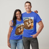 Tシャツブルーパターン(の模様が)ある猫 Tシャツ (ユニセックス)