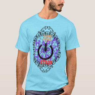 Tシャツブルー書ハッピングとモチーフ Tシャツ