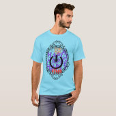 Tシャツブルー書ハッピングとモチーフ Tシャツ (正面フル)