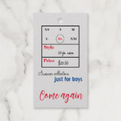 Tシャツ価格 ギフトタグ (裏面)