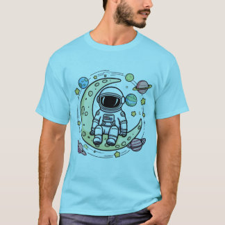 Tシャツ宇宙飛行士リラックス：月に Tシャツ