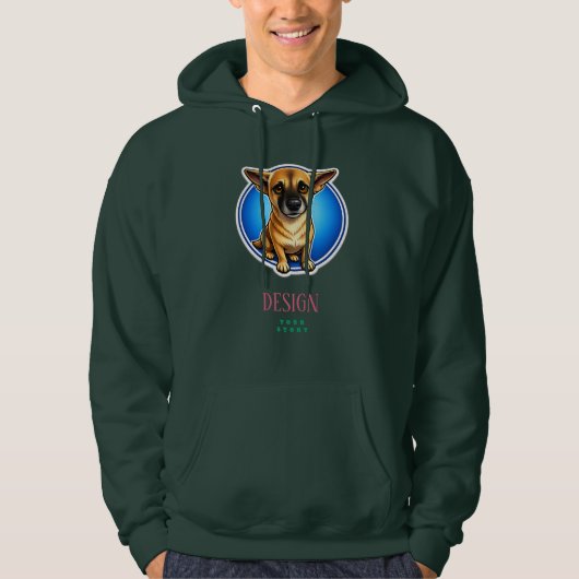 Tシャツ強い忠実な番犬の肖像画グラフィックフード パーカ (正面)