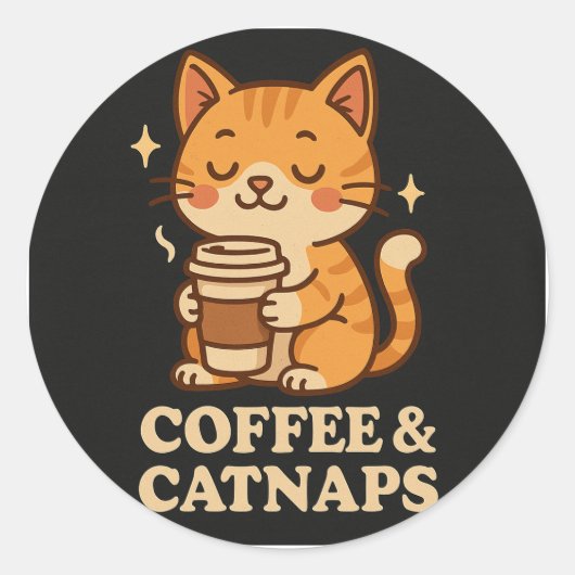 Tシャツ猫シール ラウンドシール (正面)