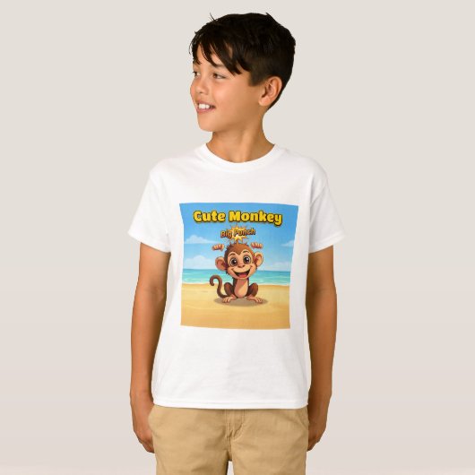 Tシャツ用のかわいいサルデザイン Tシャツ (正面フル)