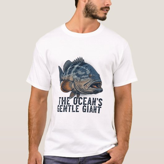 Tシャツ用のオオクエ釣りプリントデザイン Tシャツ (正面)