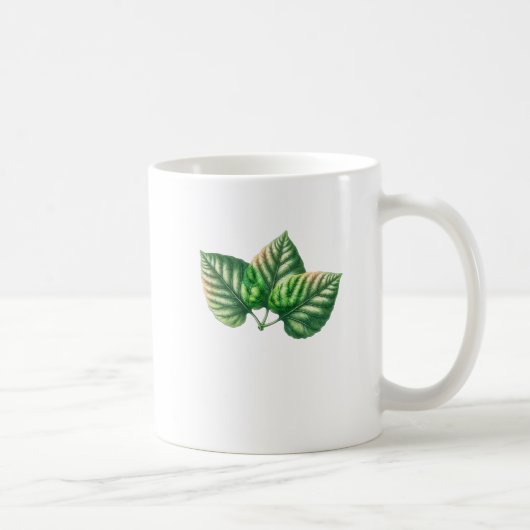Tシャツ用の緑色の葉が三つ コーヒーマグカップ (右)
