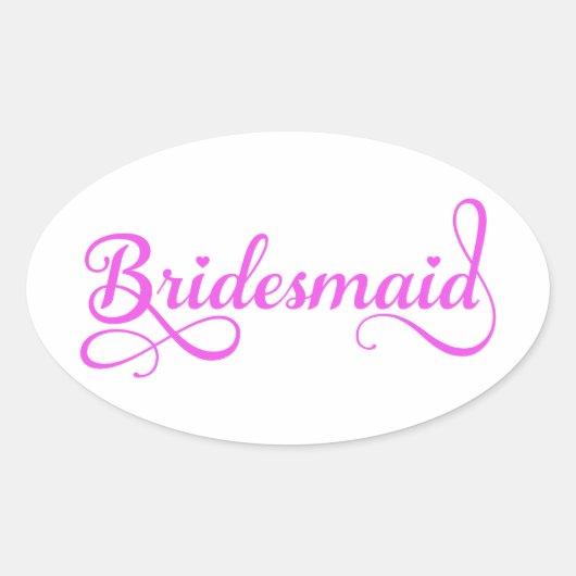 Tシャツ用の花嫁文字デザインメイド、ピンクのワードアート 楕円形シール (正面)