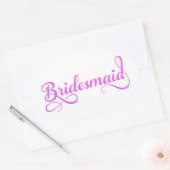 Tシャツ用の花嫁文字デザインメイド、ピンクのワードアート 楕円形シール (封筒)