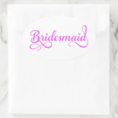 Tシャツ用の花嫁文字デザインメイド、ピンクのワードアート 楕円形シール (バッグ)