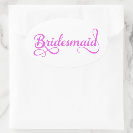 Tシャツ用の花嫁文字デザインメイド、ピンクのワードアート 楕円形シール (バッグ)