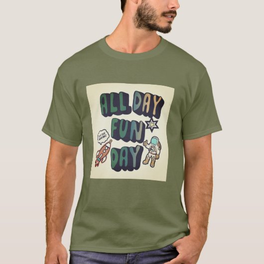 Tシャツ用手描きスペースマンデザイン Tシャツ (正面)